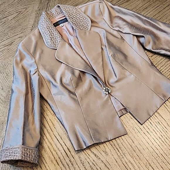 KM collection size 8P long formal dress and jacket taupe gold champagne color - Picture 12 of 16